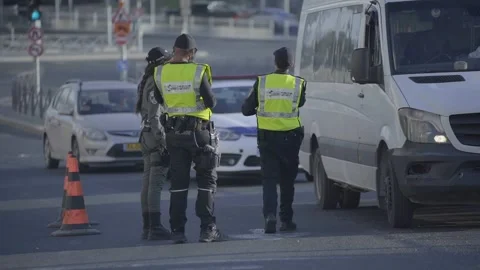A police checkpoint in Jerusalem Video stock 231599487