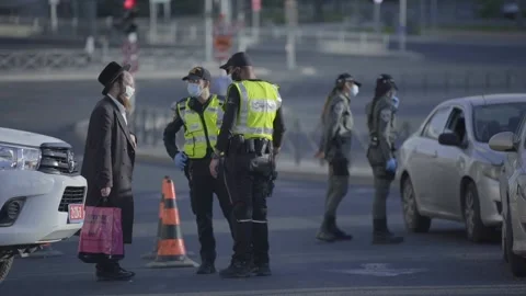 A police checkpoint in Jerusalem Video stock 231599572