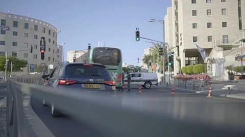 A police checkpoint in Jerusalem Stock Footage 231599577