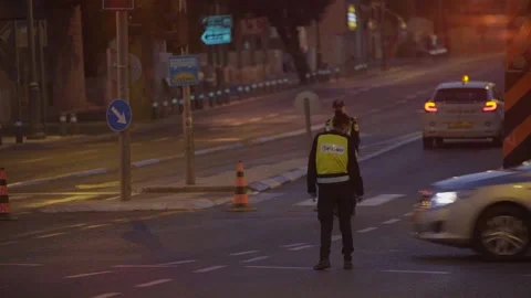 A police checkpoint in Jerusalem Stock Footage 231599611
