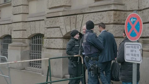 Police checkpoint  in Munich Stock Footage 87182123