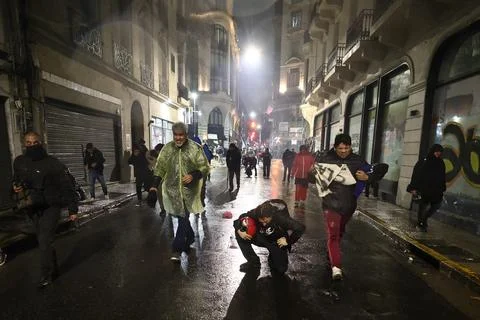 Police clash with protesters in Argentina over eviction bill, Buenos Aires - 06  Stock Photos