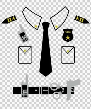 Police Collage Of Uniform Tactical Items components arranged Stock Illustration