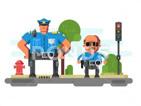 Police companions characters Stock Illustration