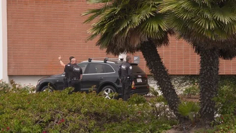 Police confront a crime suspect Stock Footage 99364330