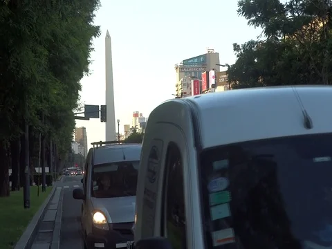 Police control in the main street of Buenos Aires. 스톡 동영상 128015658