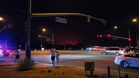 Police control the traffic at the cross section at night. Video stock 226925016