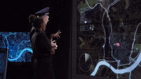 Police coordination team in modern office Stock Footage 82087395
