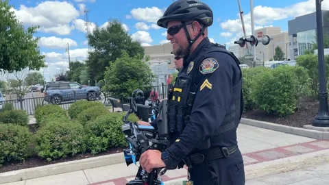 Police - Crowd Control - E-Trike - Fargo, ND - July 17, 2025 Stock Footage 313950211