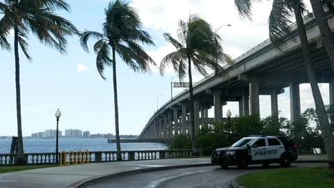 Police Cruiser in Downtown Fort Myers, Florida, United States. Stock Footage