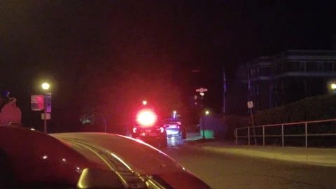 Police Cruiser With Flashing Lights Pulled Vehicle Over at Night 스톡 동영상 301314786