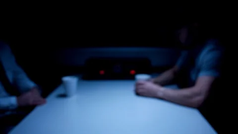 Police Custody Interrogation Interview Room - Detective Questioning a Suspect Stock Footage 114795495