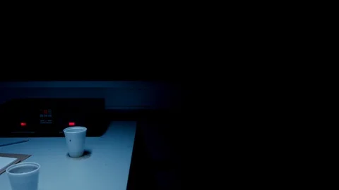 Police Custody Interrogation Interview Room - Track Across Table and Recorder 動画素材 114796191