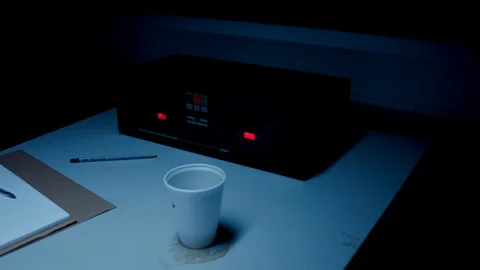 Police Custody Interrogation Interview Room - Dolly Across Table 動画素材 114796258