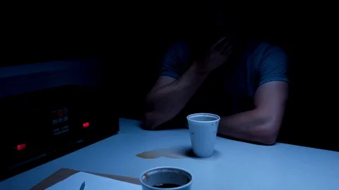 Police Custody Interrogation Interview Room - Suspect Looking Shifty Stock Footage 114798511