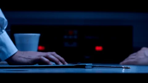 Police Custody Interrogation Interview Room - Detective Questioning a Suspect Stock Footage 114798721