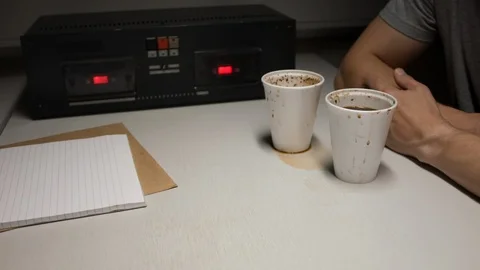 Police Custody Interrogation Interview Room - Detective Questioning a Suspect 스톡 동영상 124548114