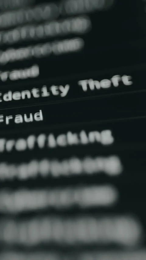 Police database displaying list of offenses for multiple criminals Stock Footage 332466037
