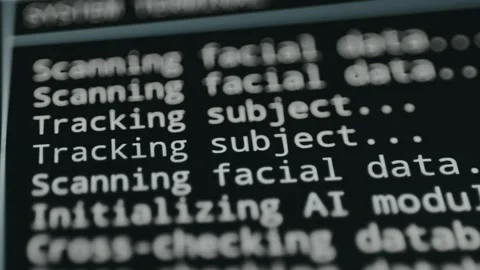 Police Database system terminal indicating a facial recognition process is Stock Footage 332461603