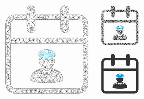 Police Day Vector Mesh 2D Model and Triangle Mosaic Icon Stock Illustration