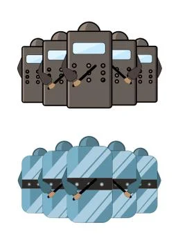 Police defensive set Illustrazione stock