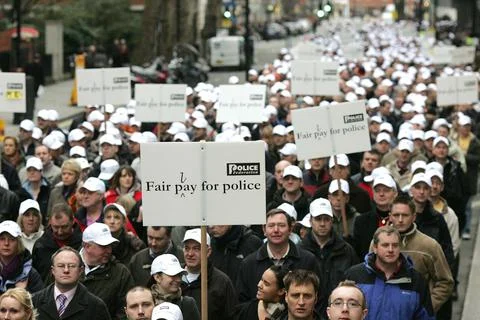 Police Demo For Back Dated Pay Central London. Foto stock