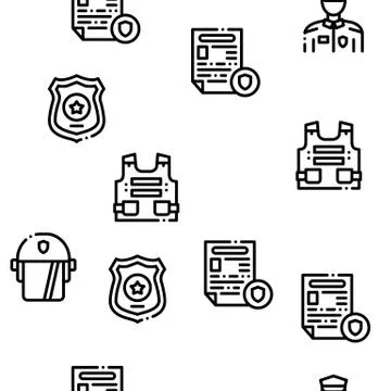 Police Department Seamless Pattern Vector Stock Illustration