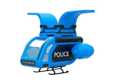 Police drone isolated on white background. Futuristic sci fi concept of polic Stock Illustration