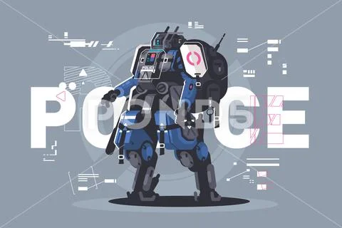 Police drone robot Stock Illustration