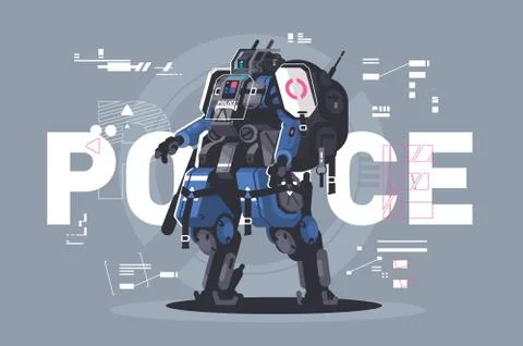Police drone robot Stock Illustration