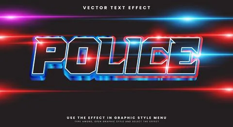 Police editable text effect Template Stock Illustration