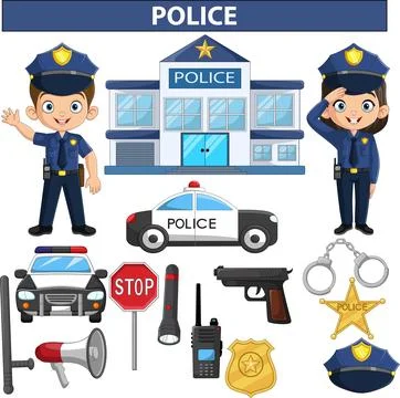 Police elements equipment collection Stock Illustration
