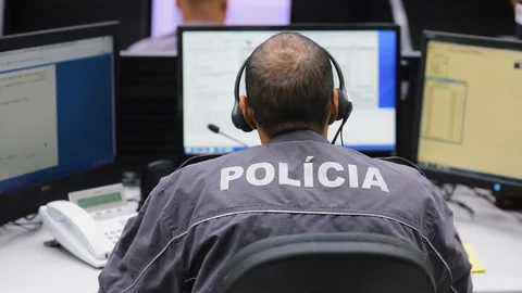Police emergency dispatcher call emergency call center in sao paulo brazil Stock Footage 128833853
