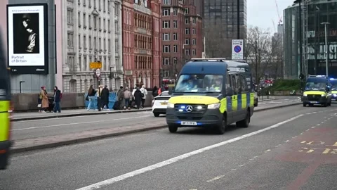 Police emergency over Waterloo Bridge, London, United Kingdom Stock Footage 301042377