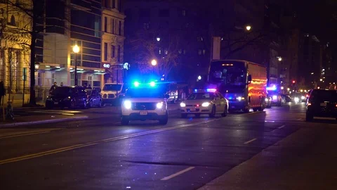 Police Escort Bus Stock Footage 72190652