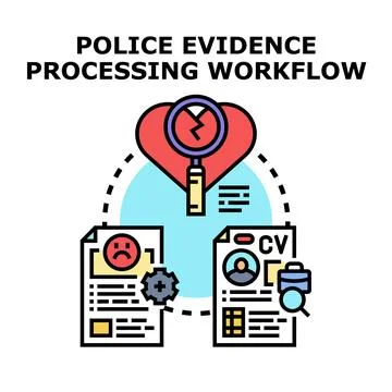 Police evidence processing workflow icon Stock Illustration