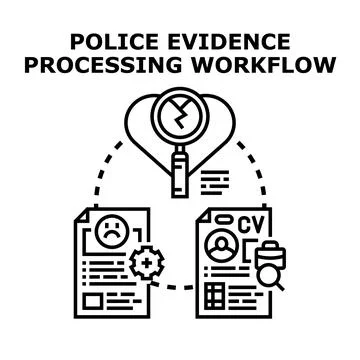 Police evidence processing workflow icon 스톡 일러스트
