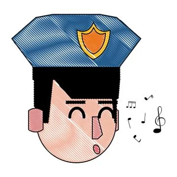 Police face cartoon scribble Stock Illustration