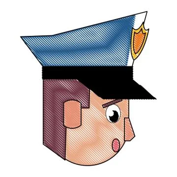 Police face cartoon scribble Stock Illustration