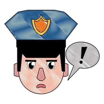 Police face cartoon scribble Stock Illustration