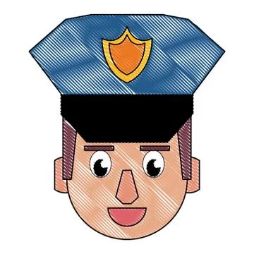 Police face cartoon scribble Stock Illustration