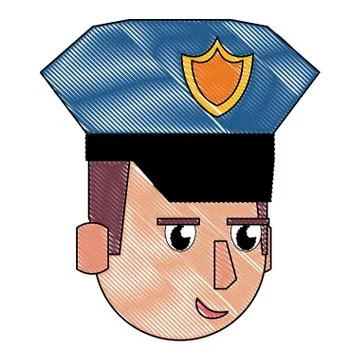 Police face cartoon scribble Stock Illustration