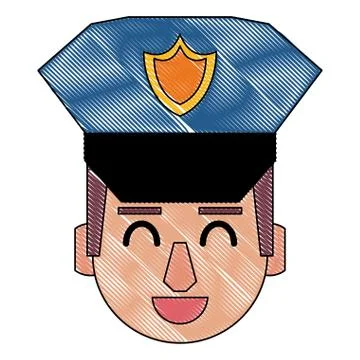 Police face cartoon scribble Stock Illustration