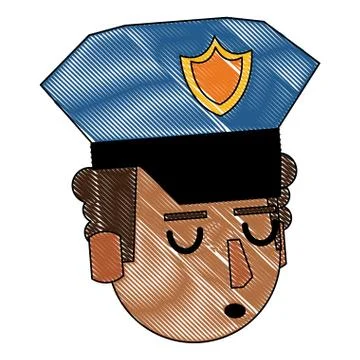 Police face cartoon scribble Stock Illustration