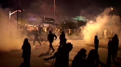 Police fire Live Bullets and Teargas on Peaceful Azadi March Protests Stock Footage 41693991