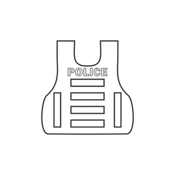 Police flak jacket or bulletproof vest icon flat Illustrazione stock