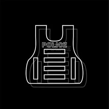 Police flak jacket or bulletproof vest icon flat Stock Illustration