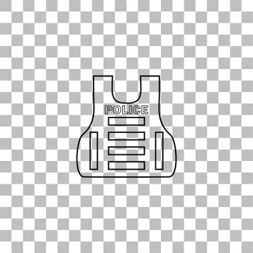 Police flak jacket or bulletproof vest icon flat Stock Illustration