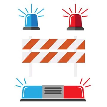 Police flasher, siren vector set. Police or ambulance red and blue flasher si Stock Illustration
