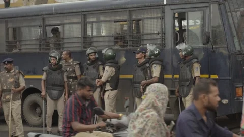 Police Force Deployed During Farmers Protest in Bhopal Stock Footage 344949636